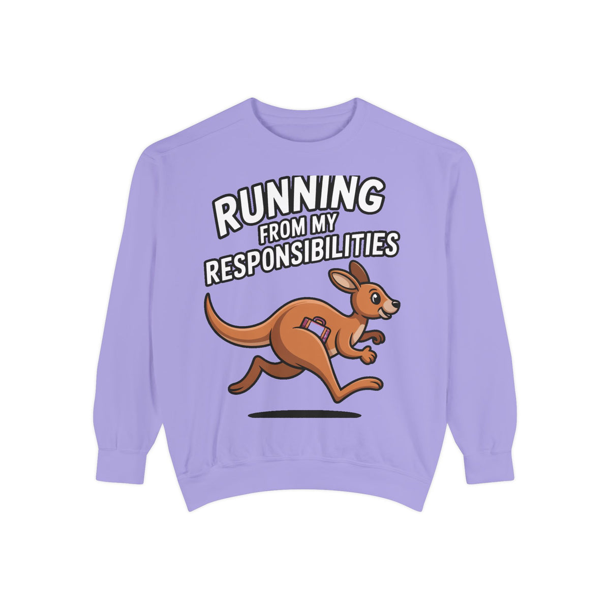Running From My Responsibilities Sweatshirt, Funny Kangaroo Crewneck, Adulting Humor Gift, Cute Cartoon Animal Sweatshirt