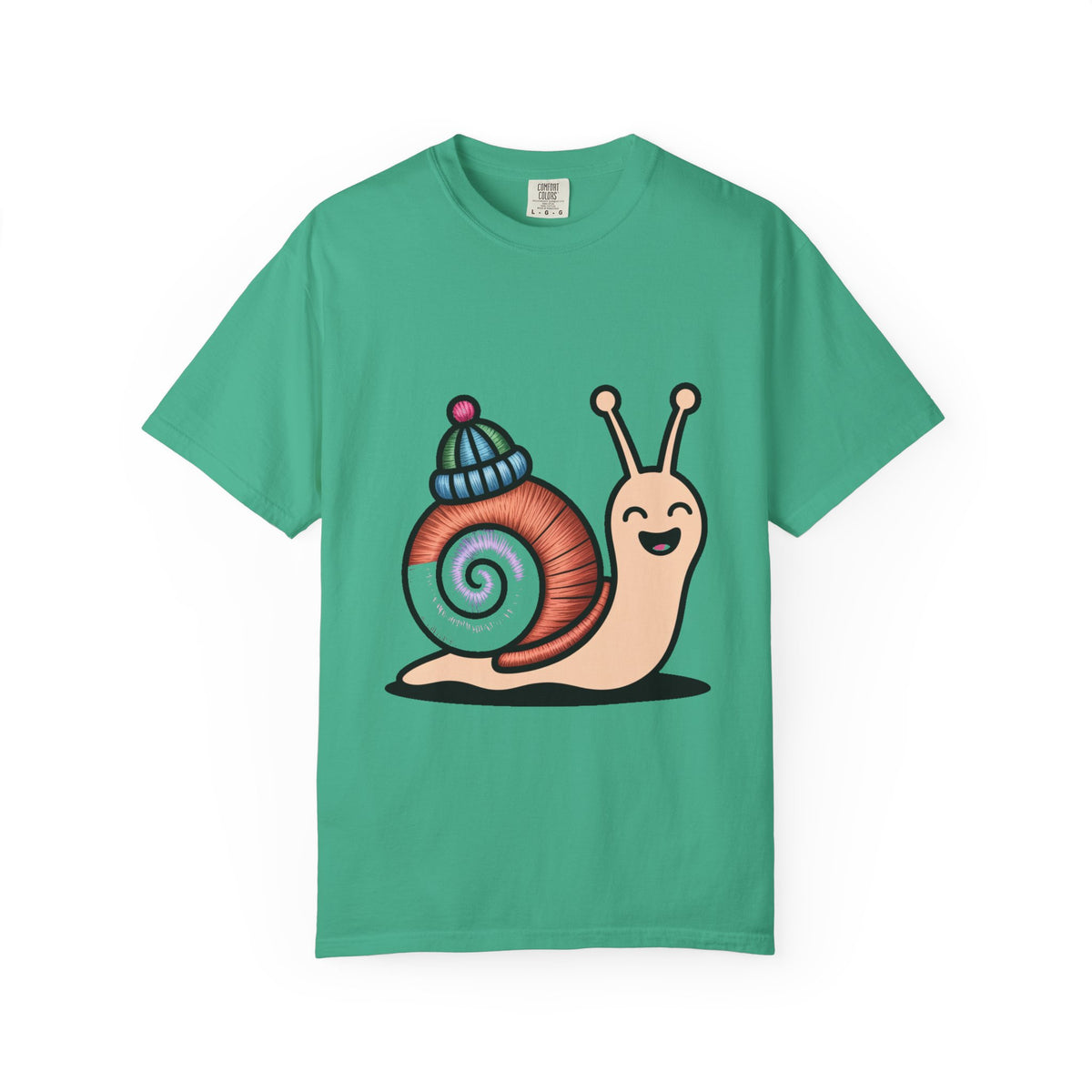 Cute Snail With Tiny Hat T-Shirt, Funny Cottagecore Snail Shirt, Cartoon Snail Lover Gift, Garment-Dyed Unisex Tee