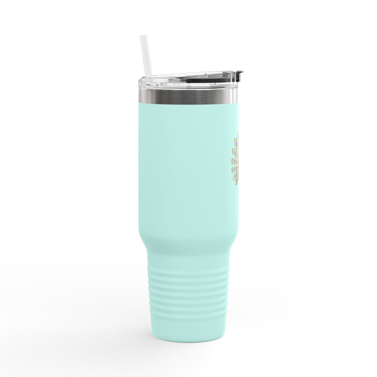 Peacock Travel Mug 40oz, Cute Peacock Feathers Tumbler with Handle, Bird Lover Gift, Insulated Stainless Steel Cup with Straw
