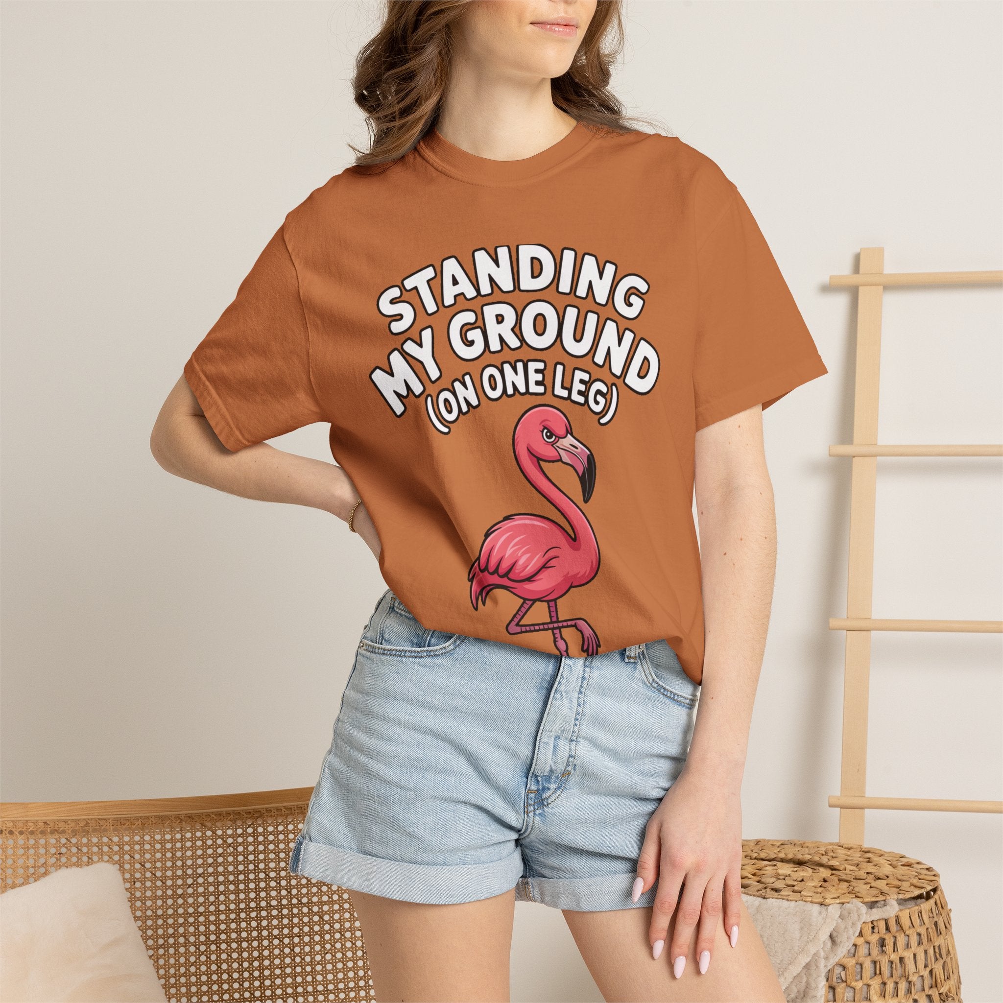 Standing My Ground Flamingo Shirt, Funny One Leg Flamingo T-Shirt, Sassy Bird Lover Gift, Cute Cartoon Flamingo Tee