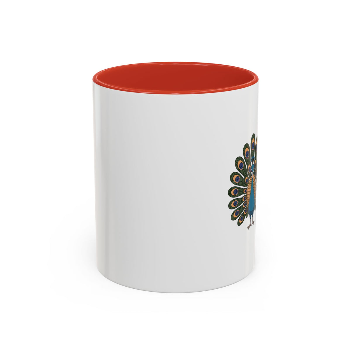 Cute Peacock Mug, Fanned Feather Peacock Coffee Cup, Bird Lover Gift, Cartoon Peacock Ceramic Mug, Colorful Feather Pattern Mug