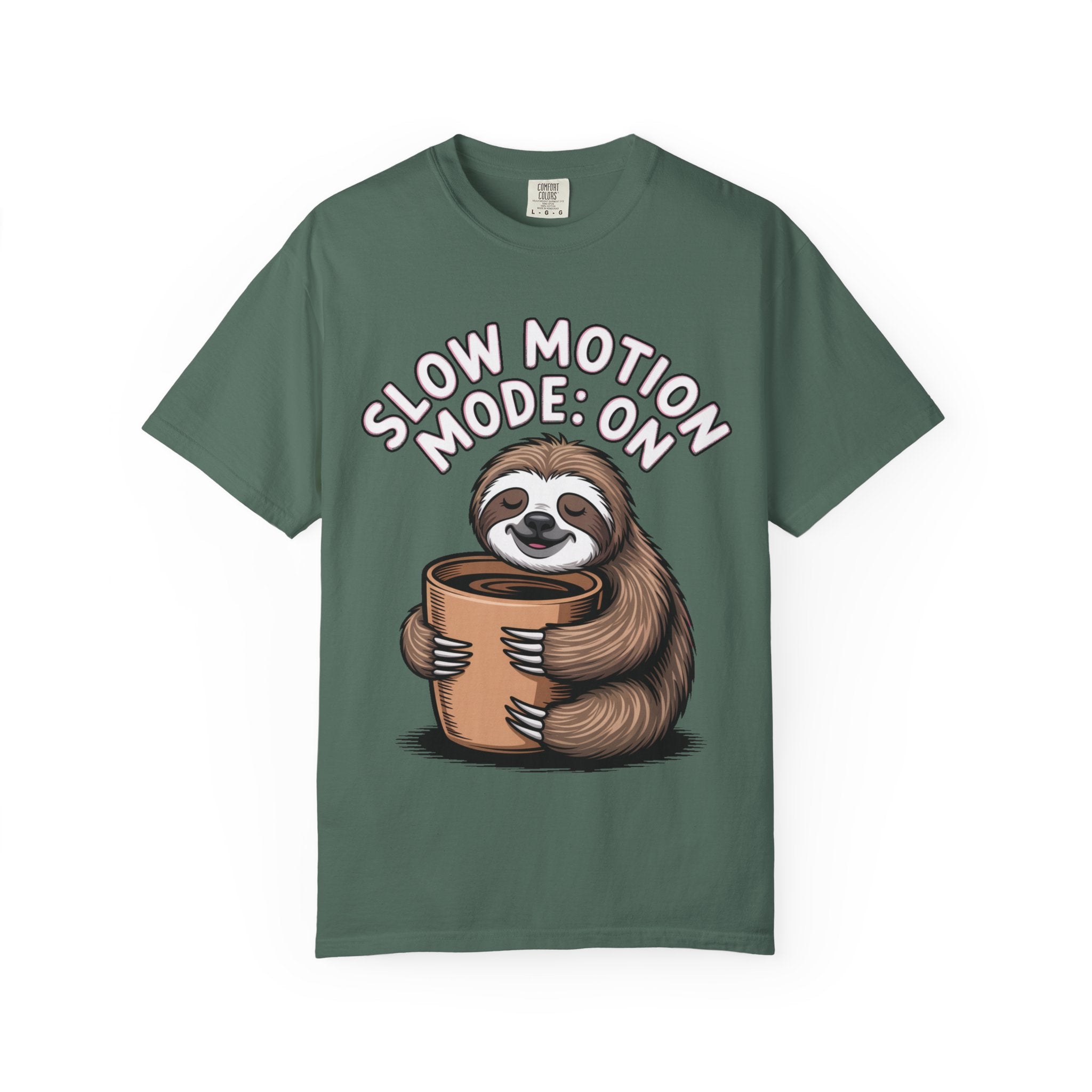 Slow Motion Sloth Shirt, Funny Coffee Lover T-Shirt, Cute Sloth Hugging Coffee Cup Tee, Sleepy Sloth Gift for Coffee Addict