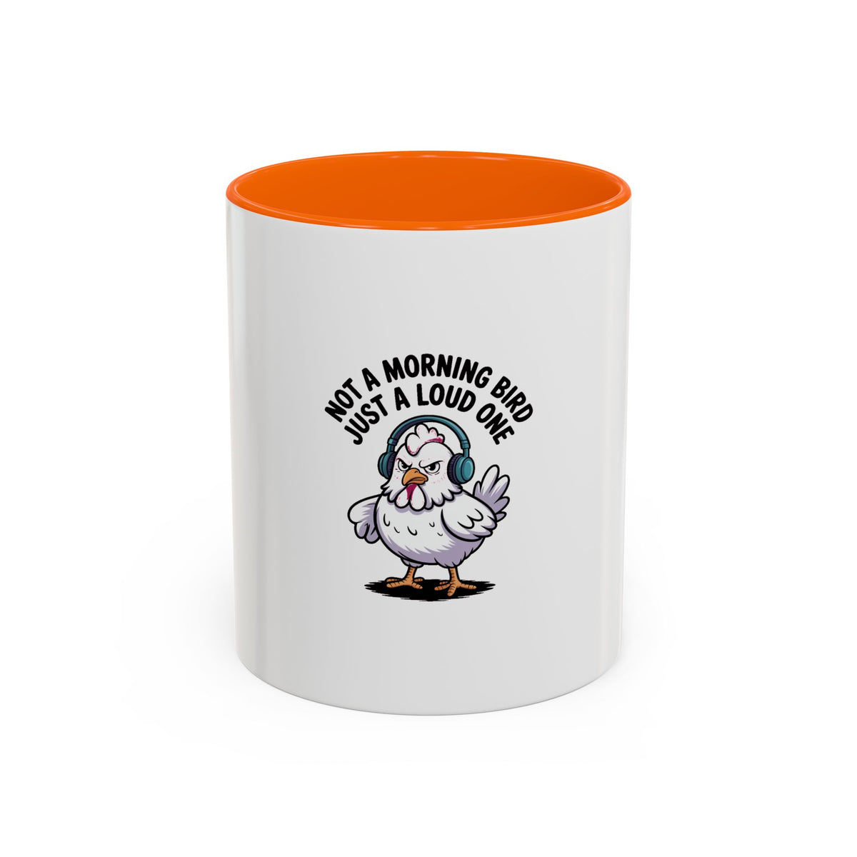 Not A Morning Bird Mug, Funny Chicken Coffee Mug, Grumpy Chicken Headphones Cup, Sarcastic Coffee Lover Gift, Loud Bird Mug
