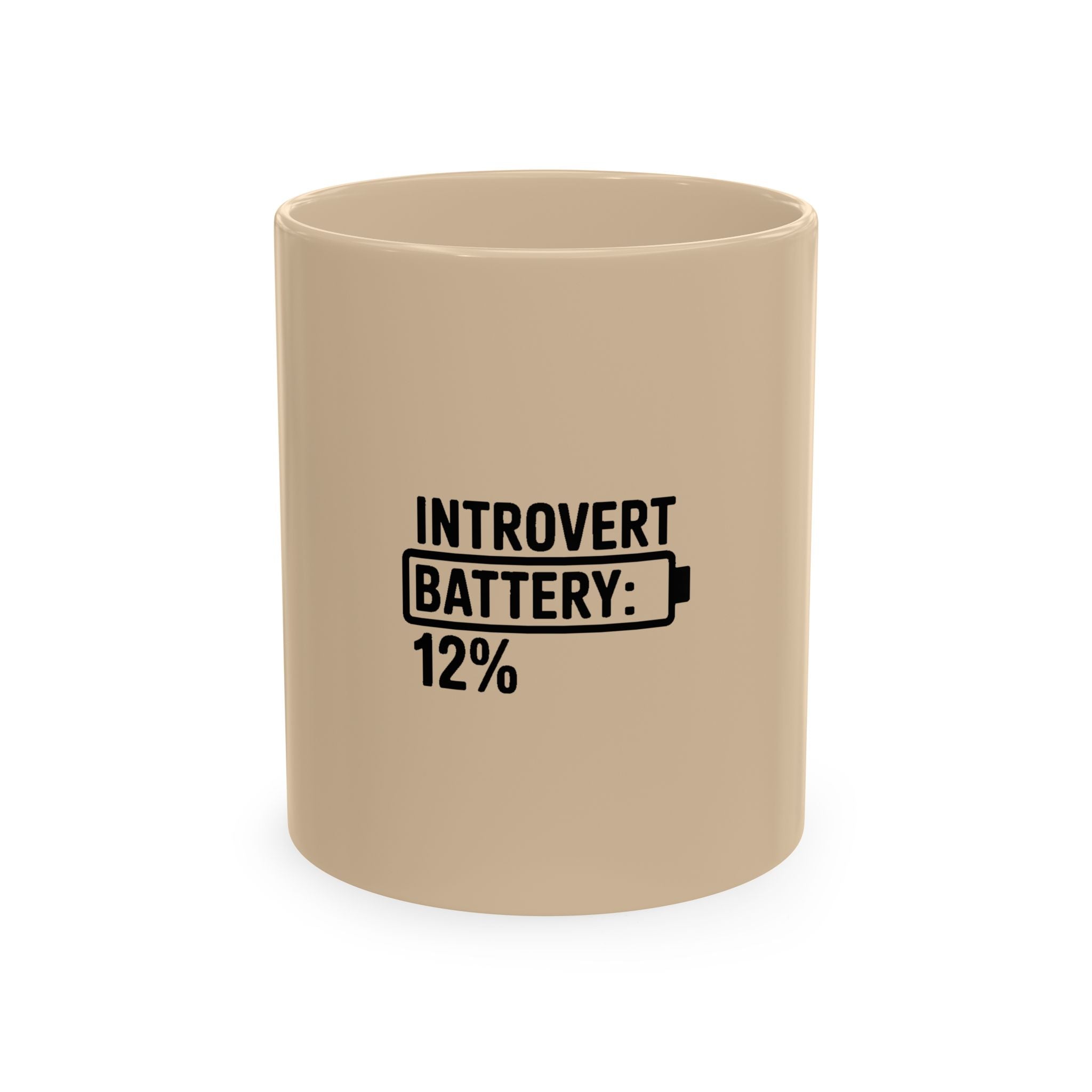 Introvert Battery Low Mug, Funny Introvert Coffee Mug, Social Battery 12% Ceramic Cup, Sarcastic Gift for Introverts
