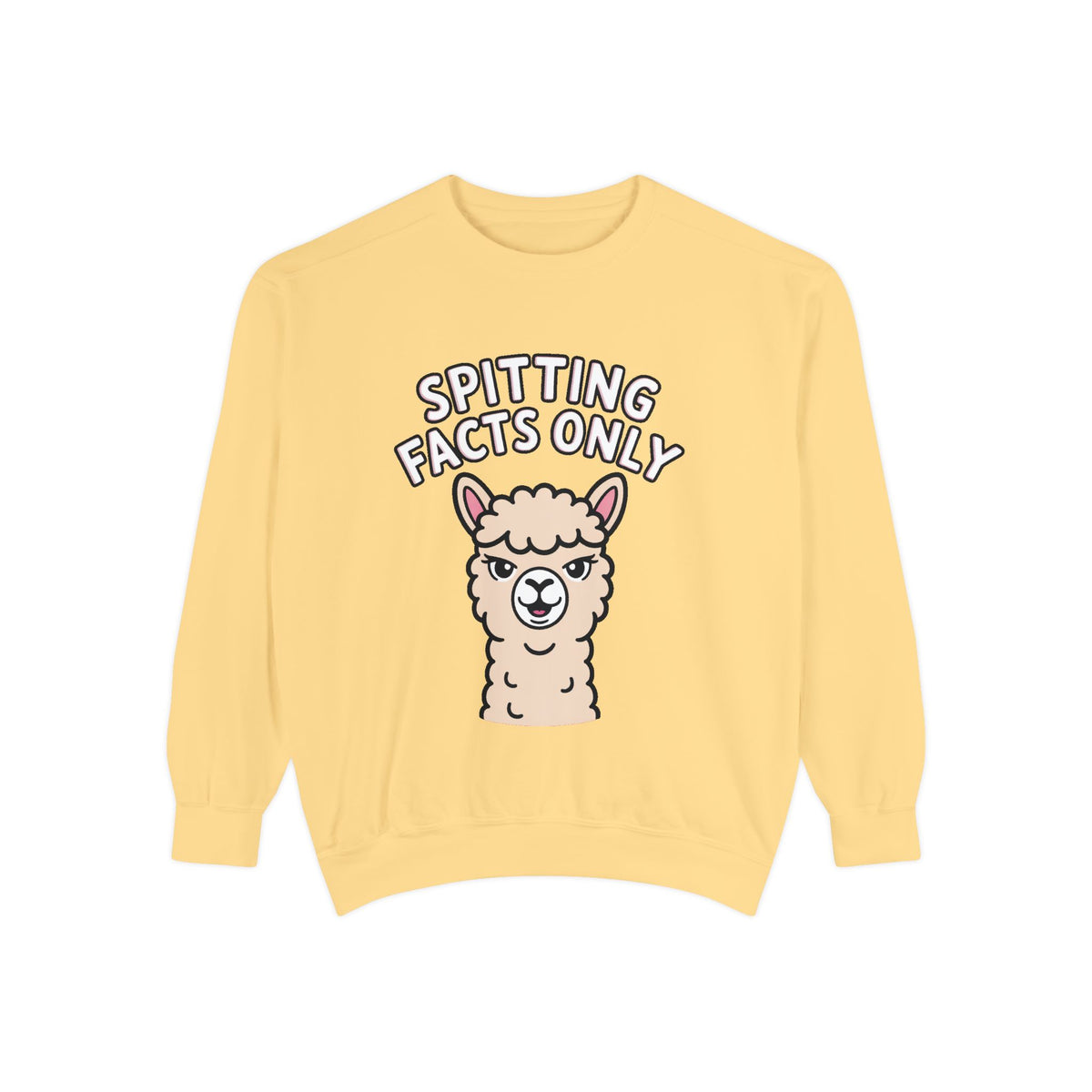 Alpaca Spitting Facts Sweatshirt, Funny Sassy Alpaca Crewneck, Cute Embroidered-Style Animal Sweatshirt, Alpaca Lover Gift