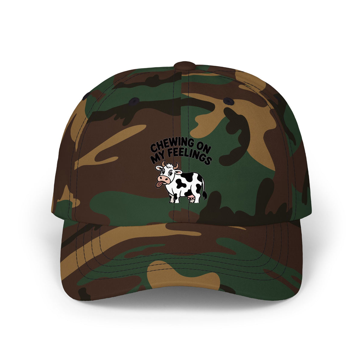 Chewing On My Feelings Dad Hat, Funny Cow Embroidered Cap, Cute Cow Lover Gift, Sarcastic Mental Health Hat, Unstructured Dad Cap