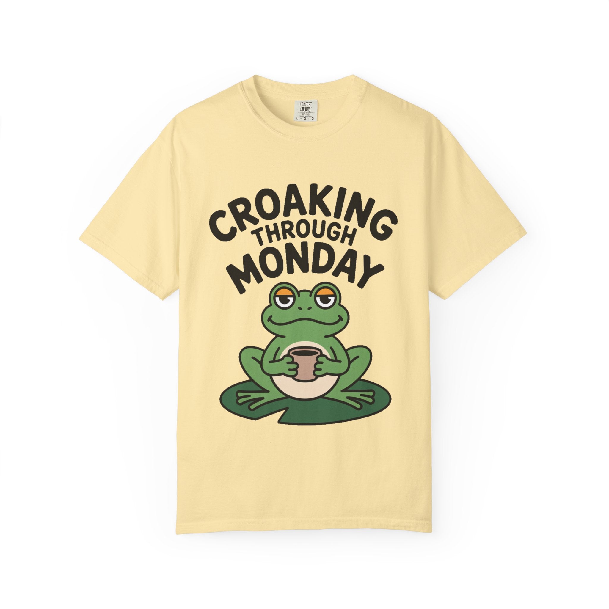 Croaking Through Monday Shirt, Funny Frog Coffee T-Shirt, Cute Frog Lover Gift, Monday Mood Tee, Sarcastic Frog Shirt