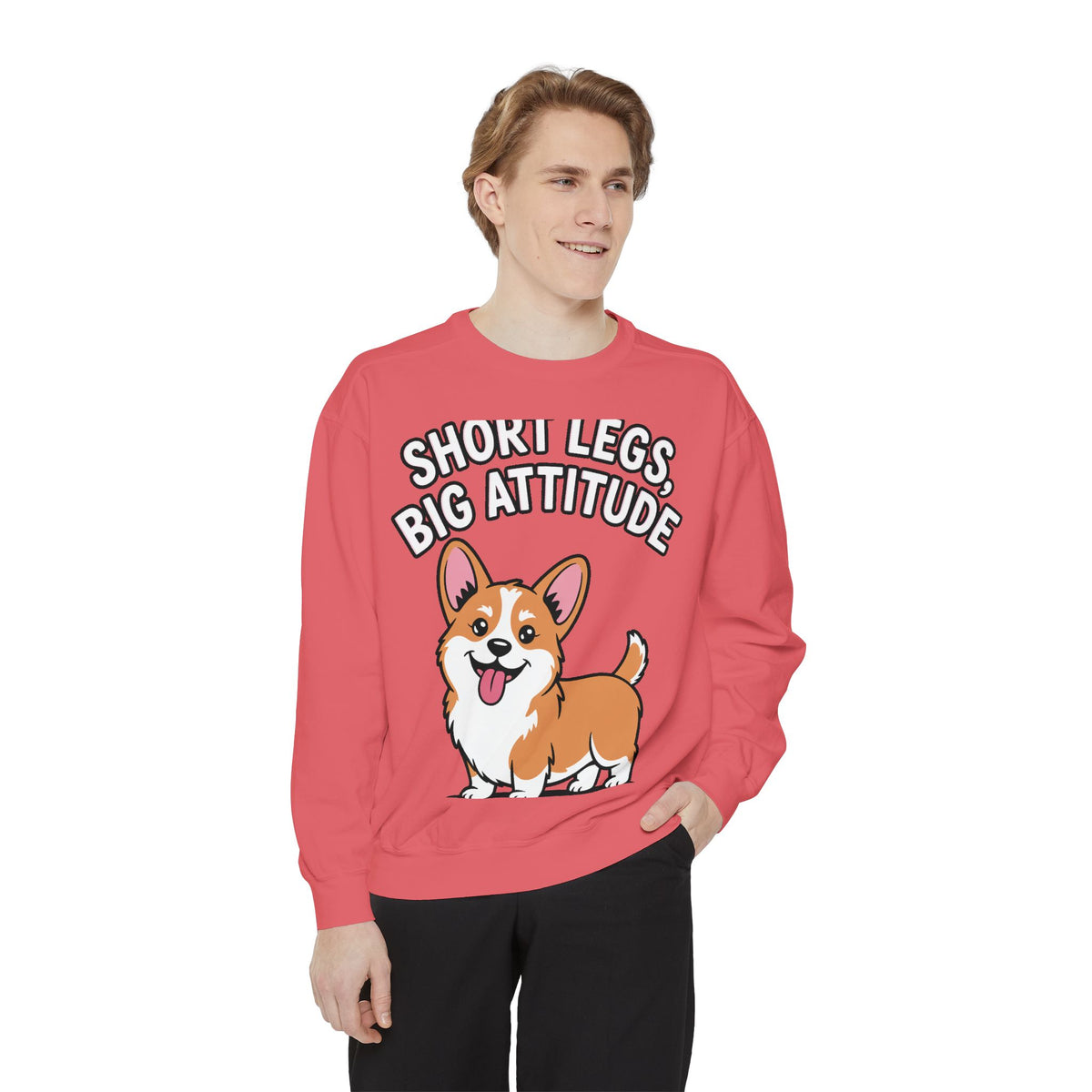 Short Legs Big Attitude Corgi Sweatshirt, Funny Corgi Crewneck, Cute Dog Lover Gift, Embroidered Patch Style Corgi Sweater
