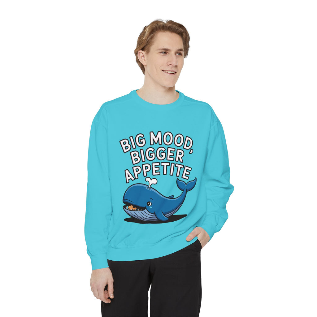 Big Mood Whale Sweatshirt, Funny Whale Snack Crewneck, Cute Cartoon Whale Lover Gift, Big Appetite Sweatshirt