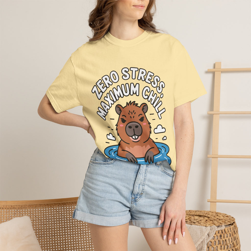 Zero Stress Capybara Shirt, Funny Hot Spring Capybara T-Shirt, Maximum Chill Tee, Cute Animal Lover Gift