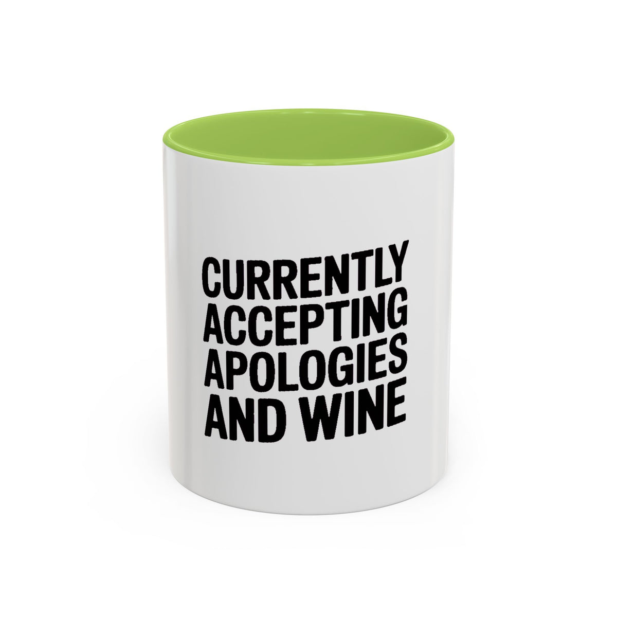 Currently Accepting Apologies And Wine Mug, Funny Sarcastic Coffee Mug, Wine Lover Gift, Bold Typography Mug, Gift For Her