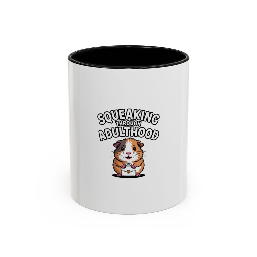 Guinea Pig Adulting Mug, Funny Squeaking Through Adulthood Coffee Cup, Cute Guinea Pig Gift for Coworker, Adulting Is Hard Mug