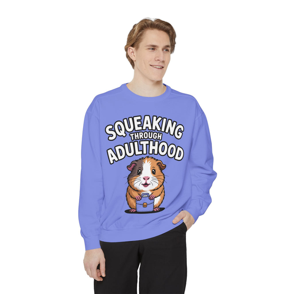 Guinea Pig Squeaking Through Adulthood Sweatshirt, Funny Guinea Pig Crewneck, Cute Adulting Sweatshirt, Guinea Pig Lover Gift