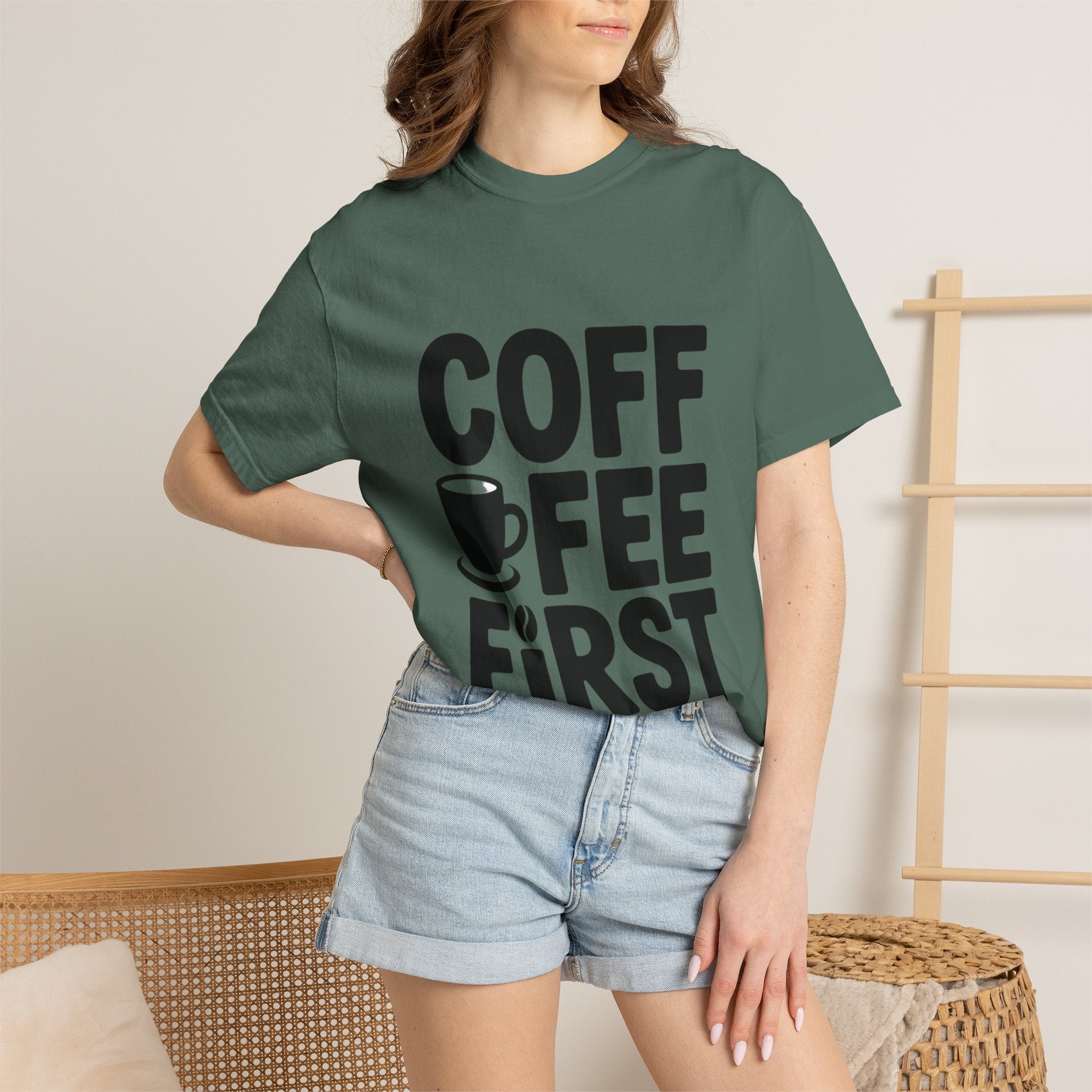 Coffee First Typography T-Shirt