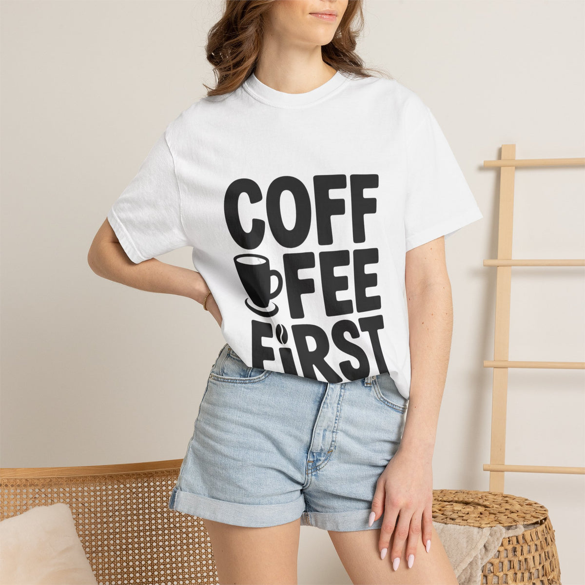 Coffee First Typography T-Shirt