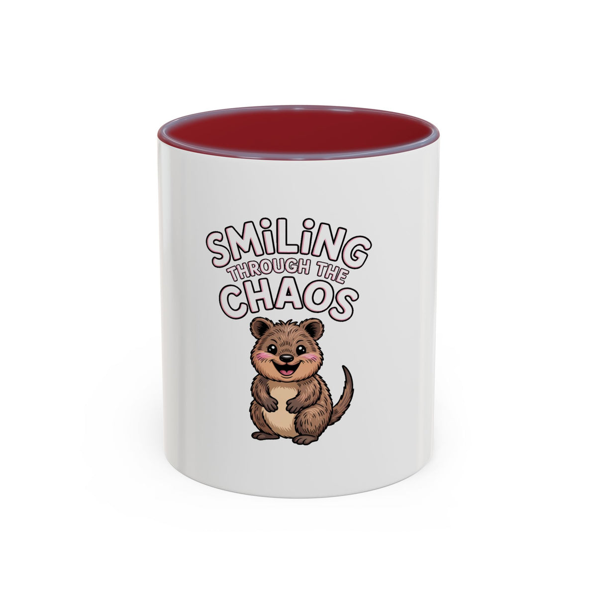 Smiling Through The Chaos Quokka Mug, Funny Cute Quokka Coffee Cup, Positive Vibes Mug, Chaotic Mom Life Gift, Cute Animal Lover Mug