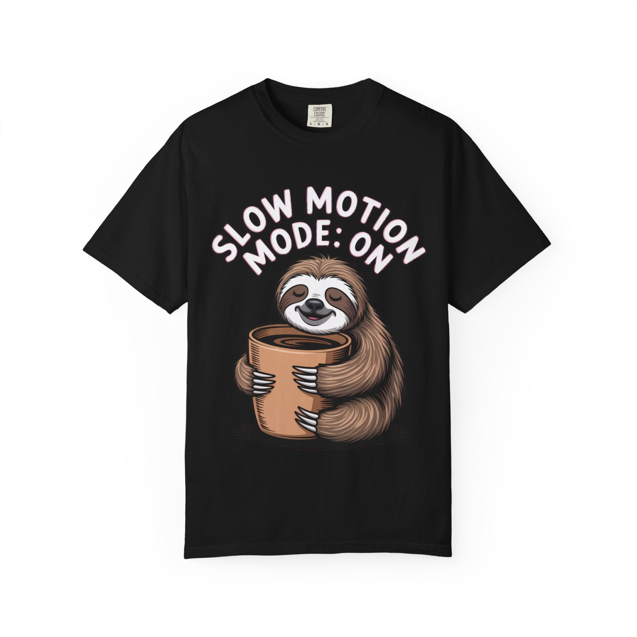 Slow Motion Sloth Shirt, Funny Coffee Lover T-Shirt, Cute Sloth Hugging Coffee Cup Tee, Sleepy Sloth Gift for Coffee Addict
