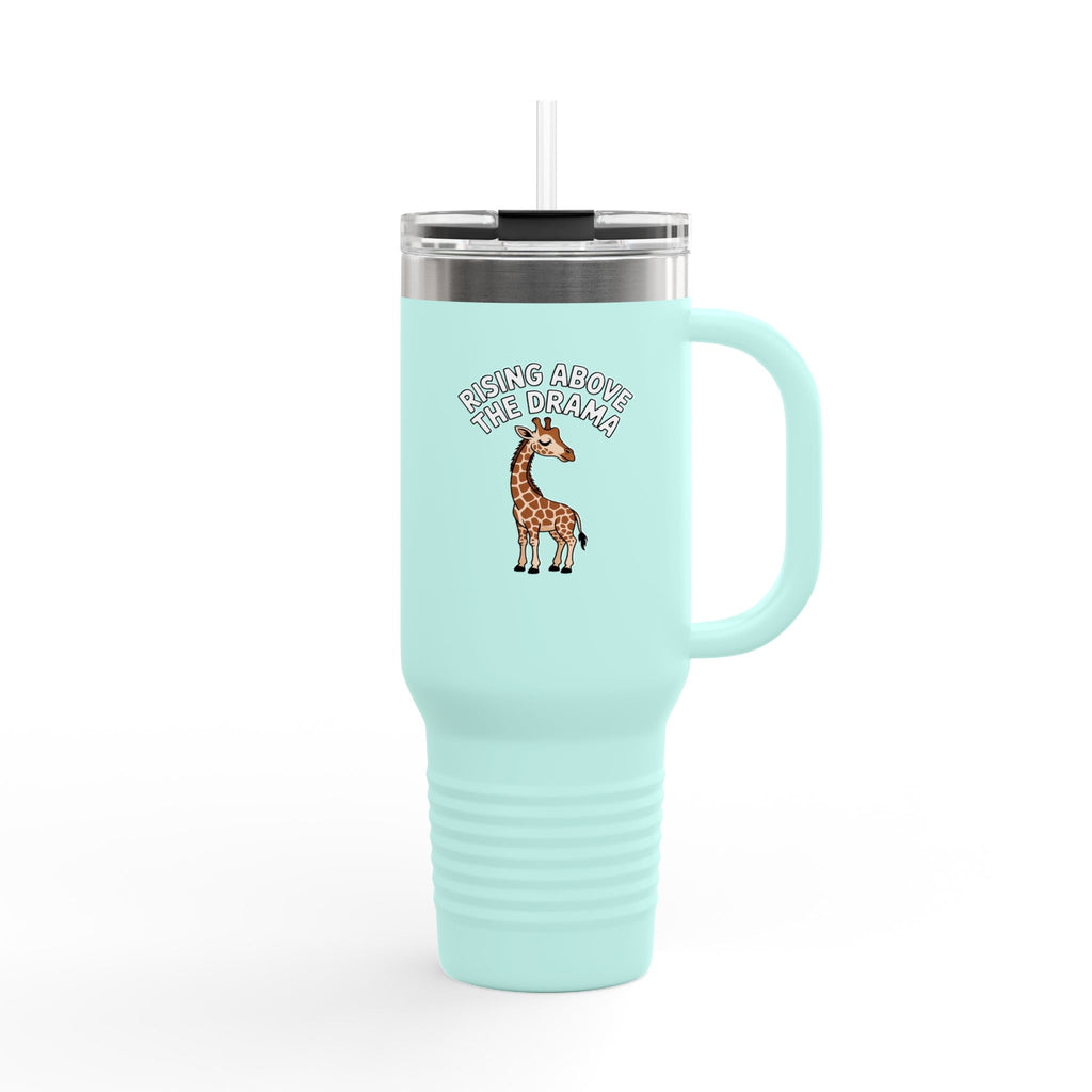 Rising Above The Drama Giraffe Travel Mug, Funny Giraffe Tumbler with Handle, Cute Sassy Animal Gift for Her, 40oz Insulated Cup