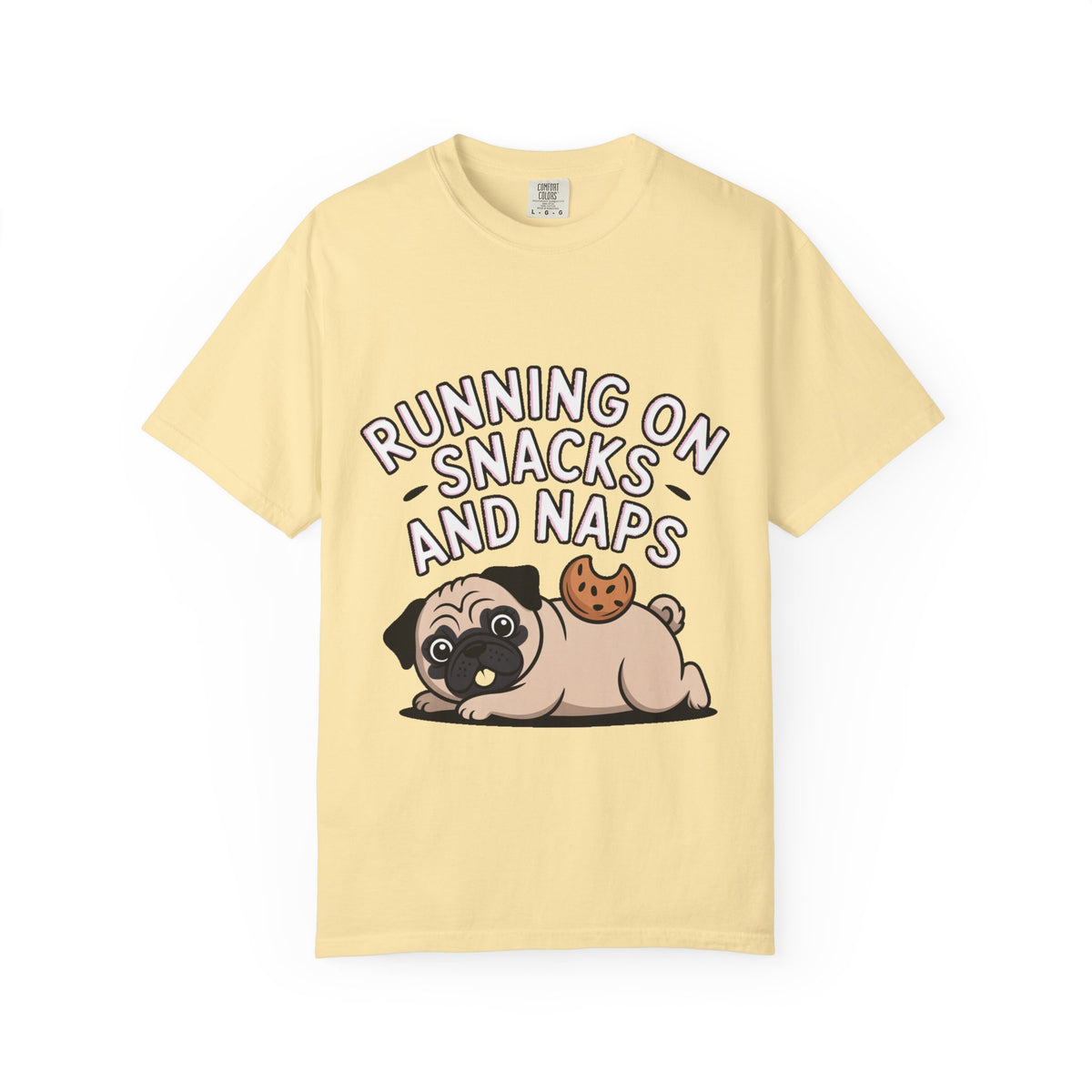 Funny Pug Shirt, Running On Snacks And Naps T-Shirt, Cute Pug Lover Gift, Napping Dog Tee, Lazy Dog Graphic Shirt