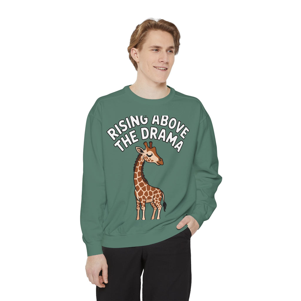 Rising Above The Drama Sweatshirt, Cute Giraffe Crewneck, Funny Sarcastic Quote Sweatshirt, Embroidered Style Giraffe Gift