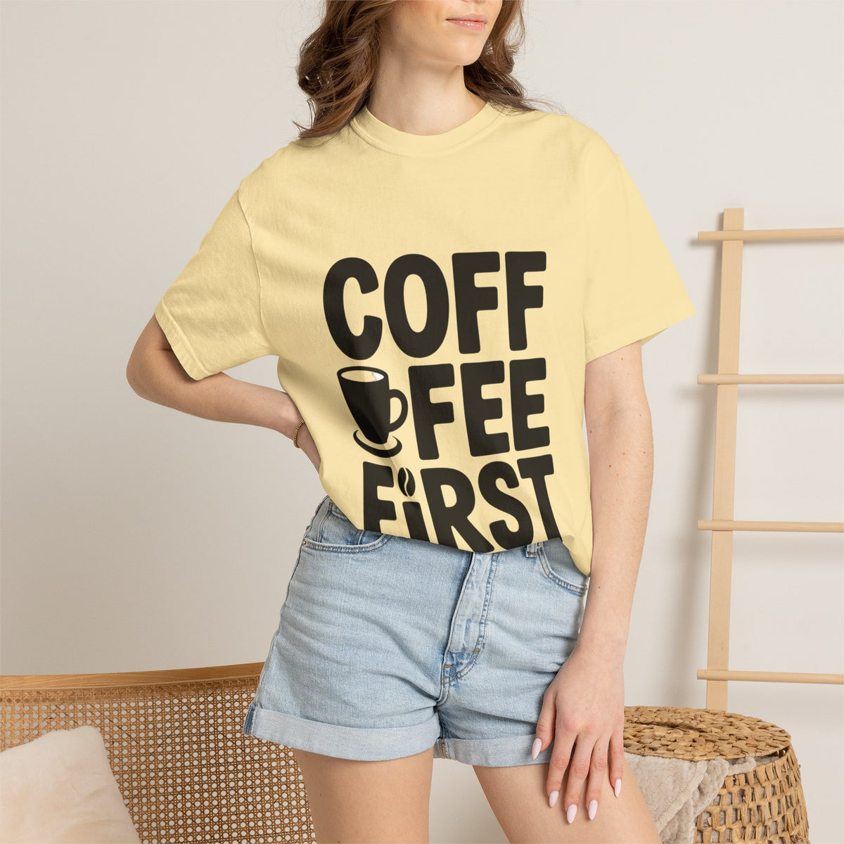 Coffee First Typography T-Shirt