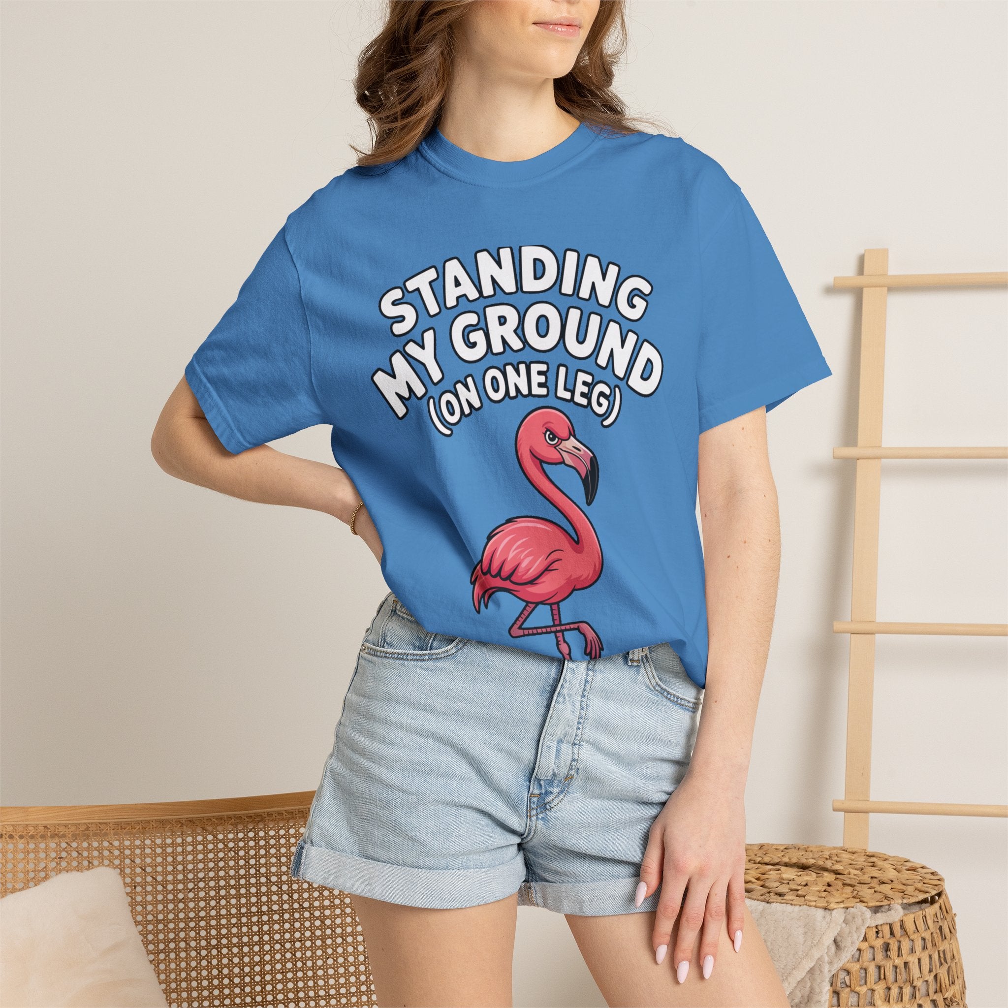 Standing My Ground Flamingo Shirt, Funny One Leg Flamingo T-Shirt, Sassy Bird Lover Gift, Cute Cartoon Flamingo Tee