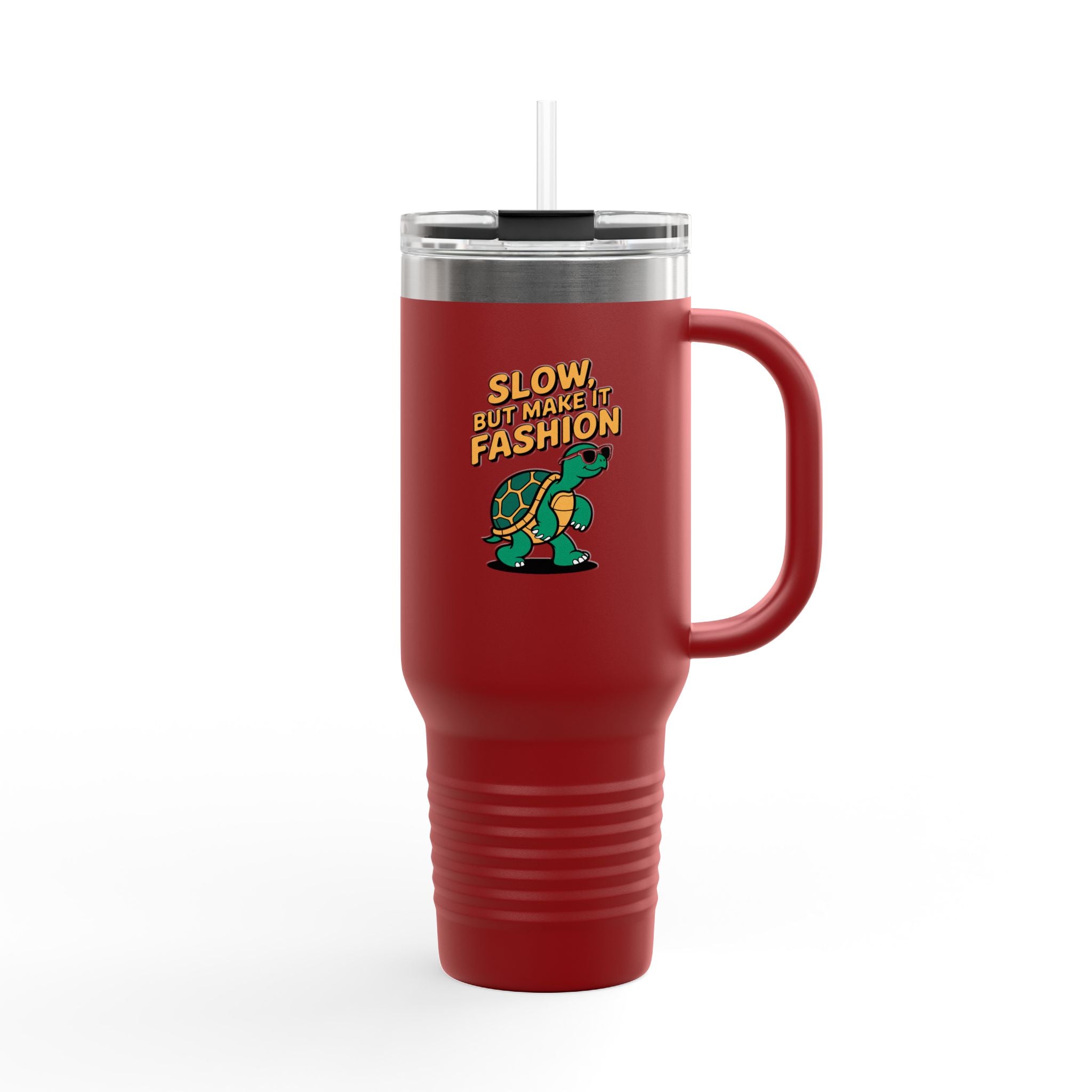 Slow But Fashion Turtle Travel Mug, Funny Turtle Tumbler, Cute Sunglasses Turtle 40oz Cup, Sassy Animal Lover Gift