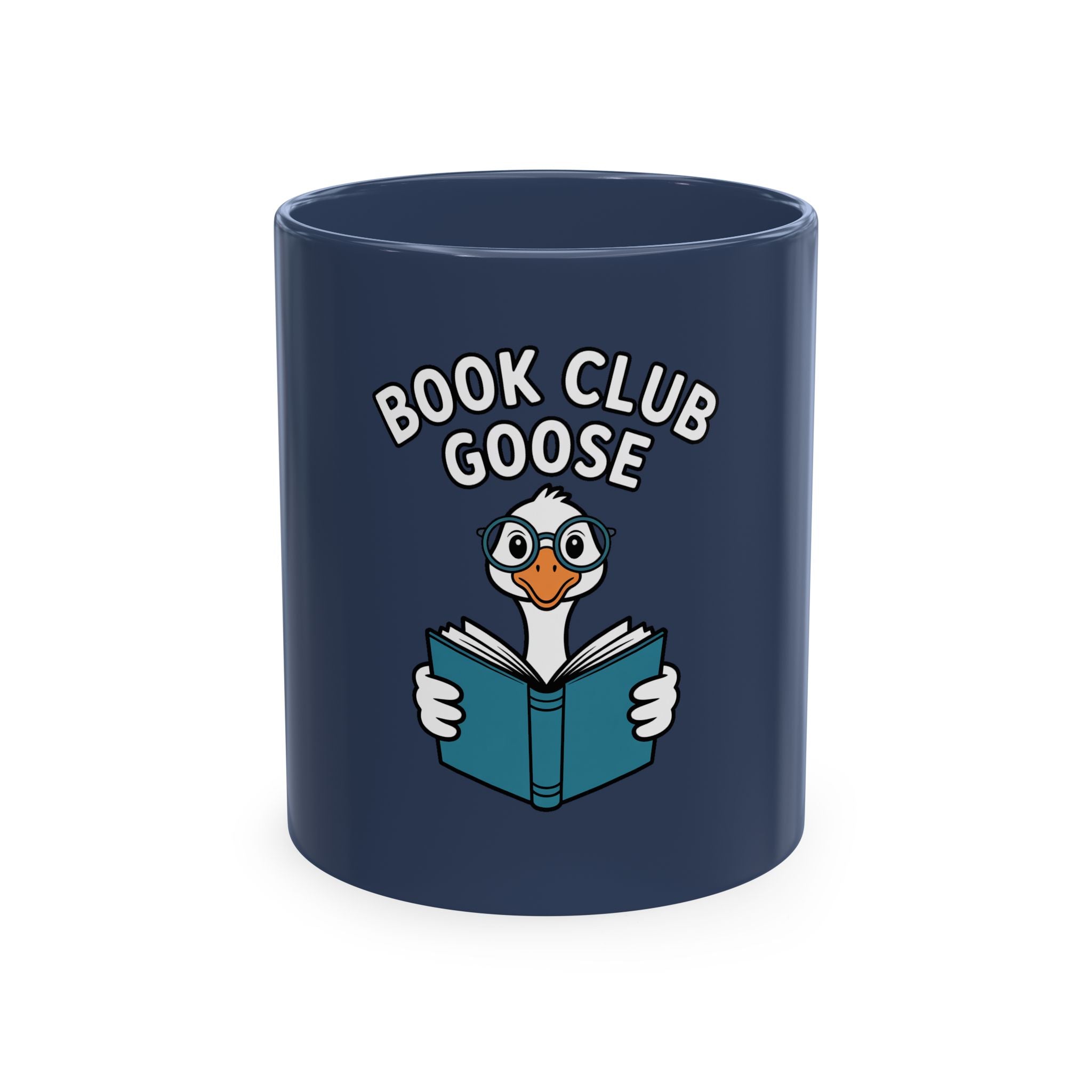 Book Club Goose Mug, Funny Reading Goose Coffee Cup, Bookworm Gift, Cute Bird Lover Mug, Librarian Gift Mug