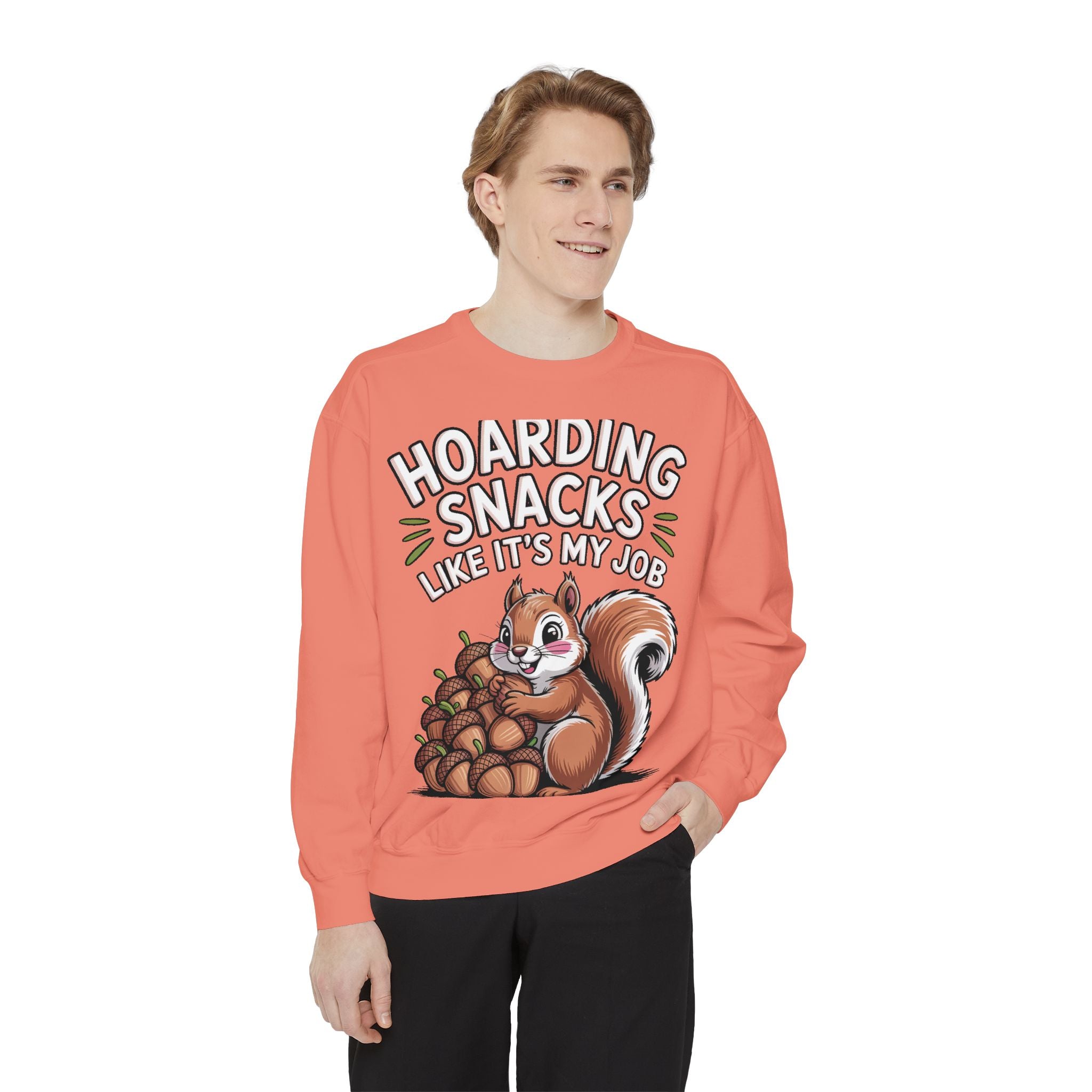 Funny Squirrel Sweatshirt, Hoarding Snacks Like It's My Job Crewneck, Cute Acorn Squirrel Gift, Snack Lover Sweatshirt