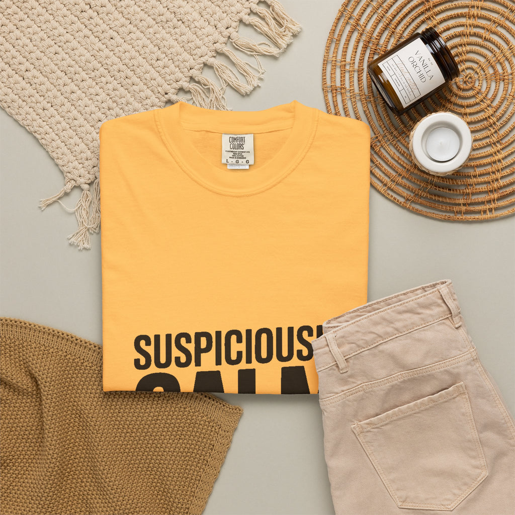 Suspiciously Calm Right Now Shirt, Funny Sarcastic T-Shirt, Bold Typography Tee, Anxiety Humor Shirt, Sarcastic Gift for Him Her