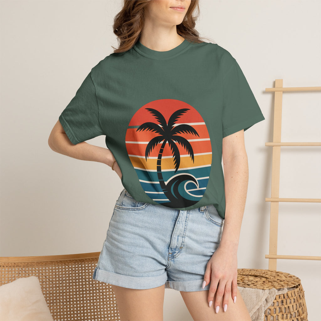 Salt Air Messy Hair Beach Shirt, Retro Sunset Badge T-Shirt, Vintage Palm Tree Wave Tee, Summer Vacation Gift