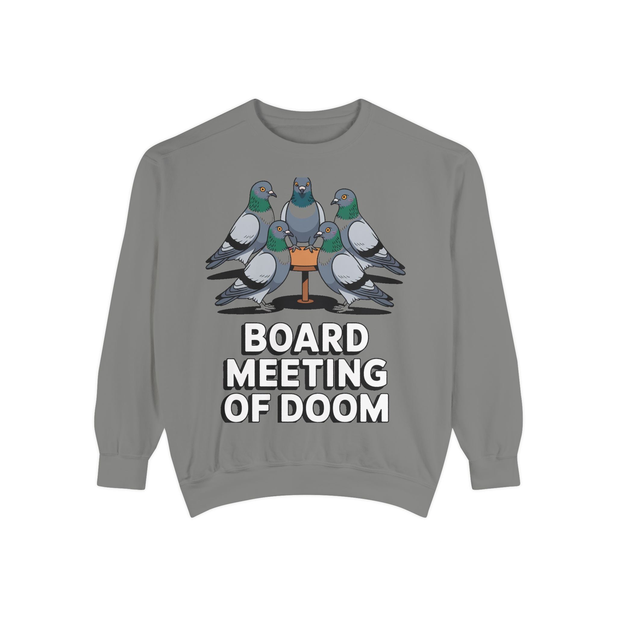 Funny Pigeon Sweatshirt, Board Meeting Of Doom Crewneck, Office Humor Bird Gift, Funny Coworker Sweater