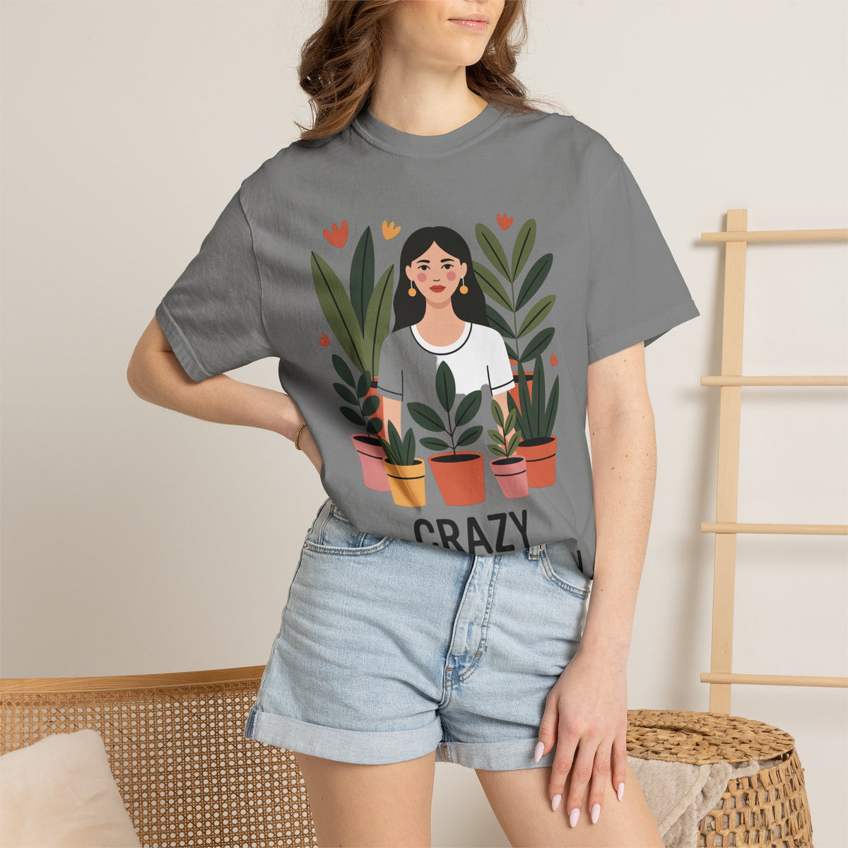 Crazy Plant Lady Shirt, Cute Plant Lover T-Shirt, Botanical Illustration Tee, Funny Gardener Gift, Plant Mom Shirt for Women