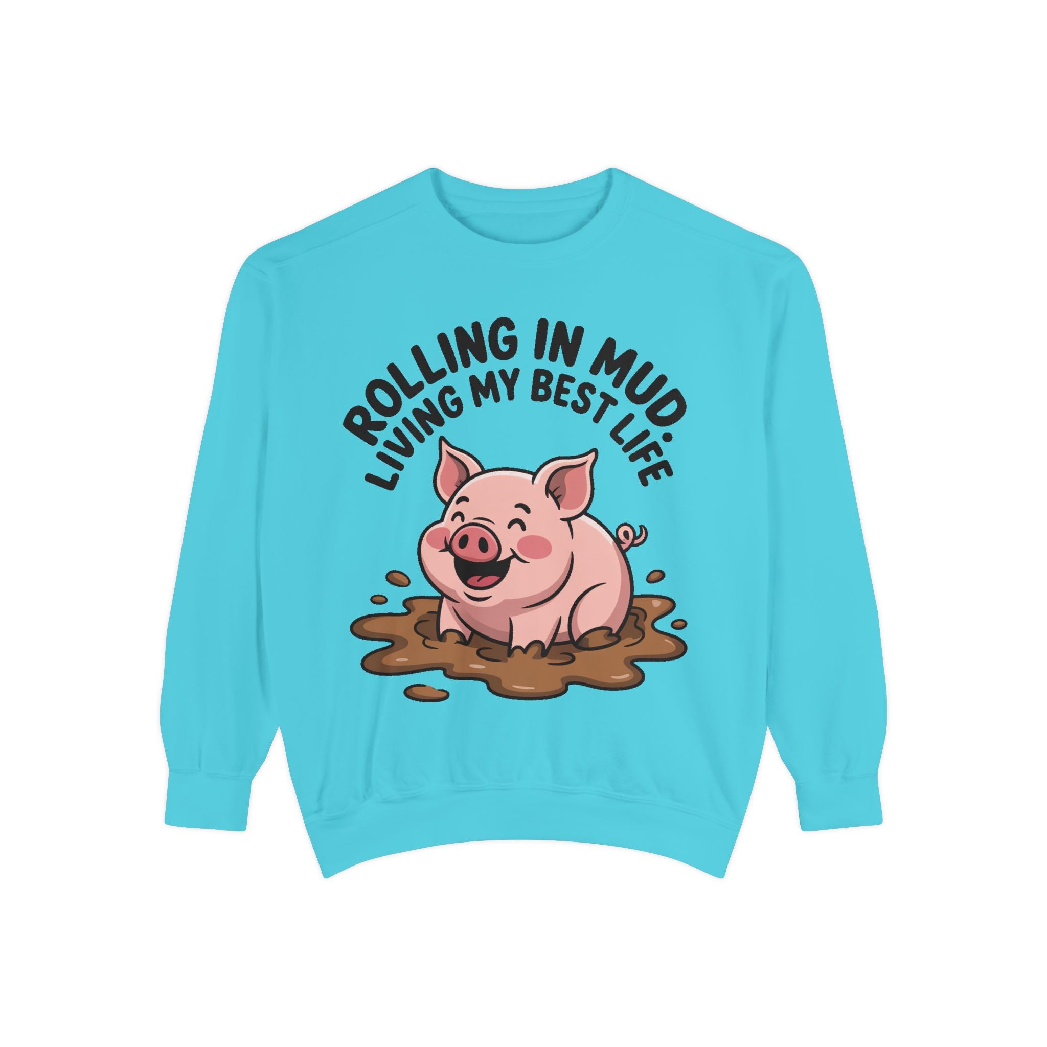 Funny Pig Sweatshirt, Rolling In Mud Living My Best Life Crewneck, Cute Farm Animal Gift, Pig Lover Sweater