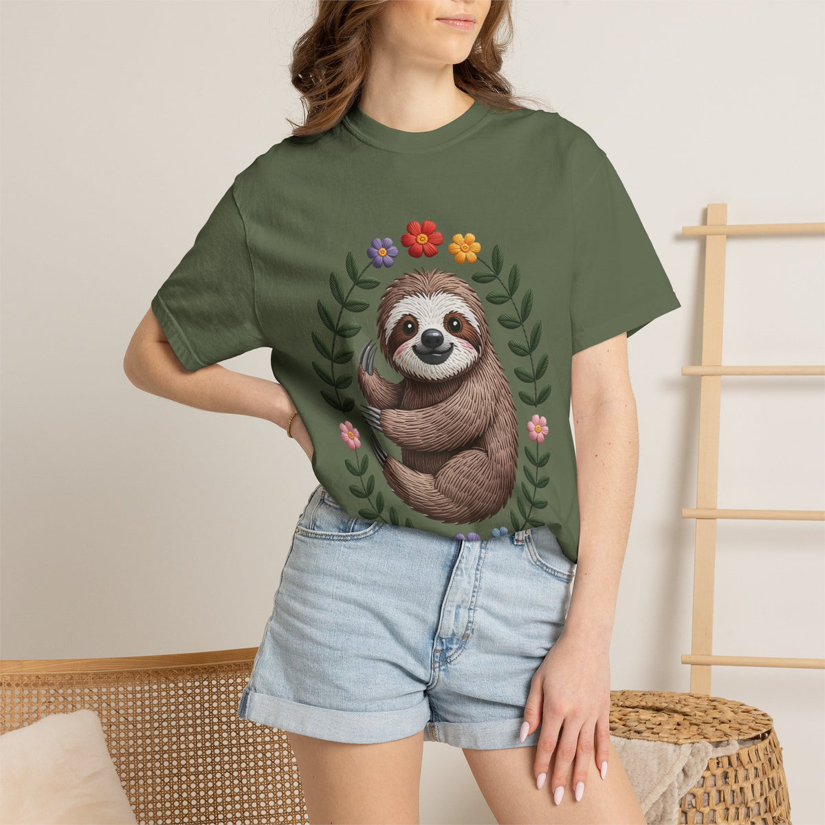 Floral Sloth T-Shirt