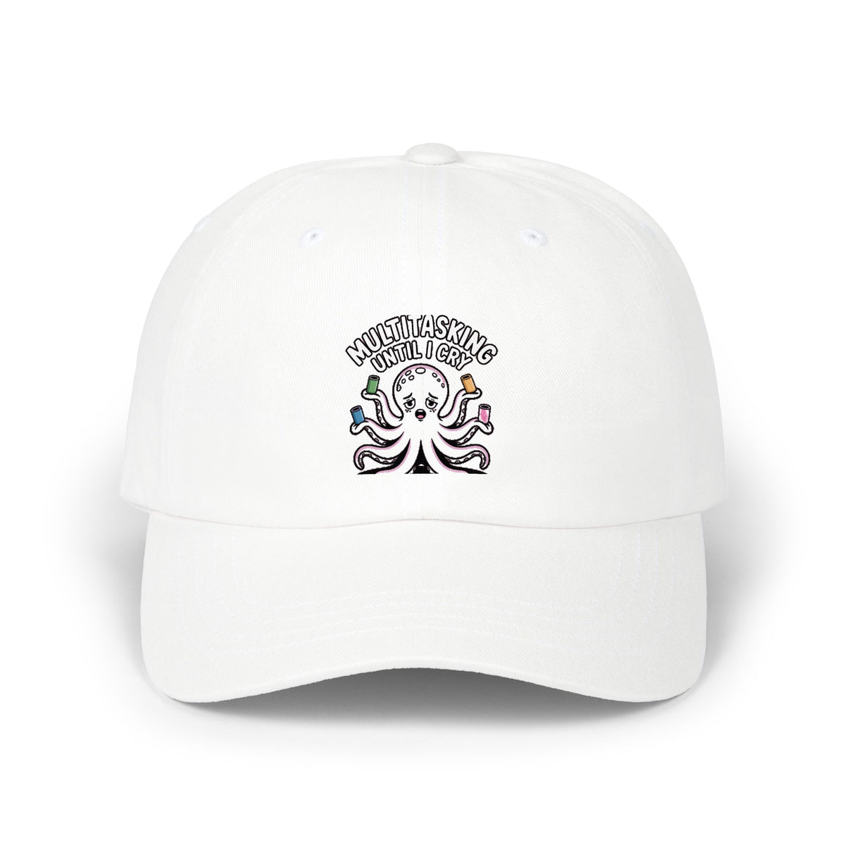 Multitasking Octopus Dad Hat, Funny Stressed Octopus Embroidered Cap, Cute Sarcastic Hat Gift for Busy Moms and Dads