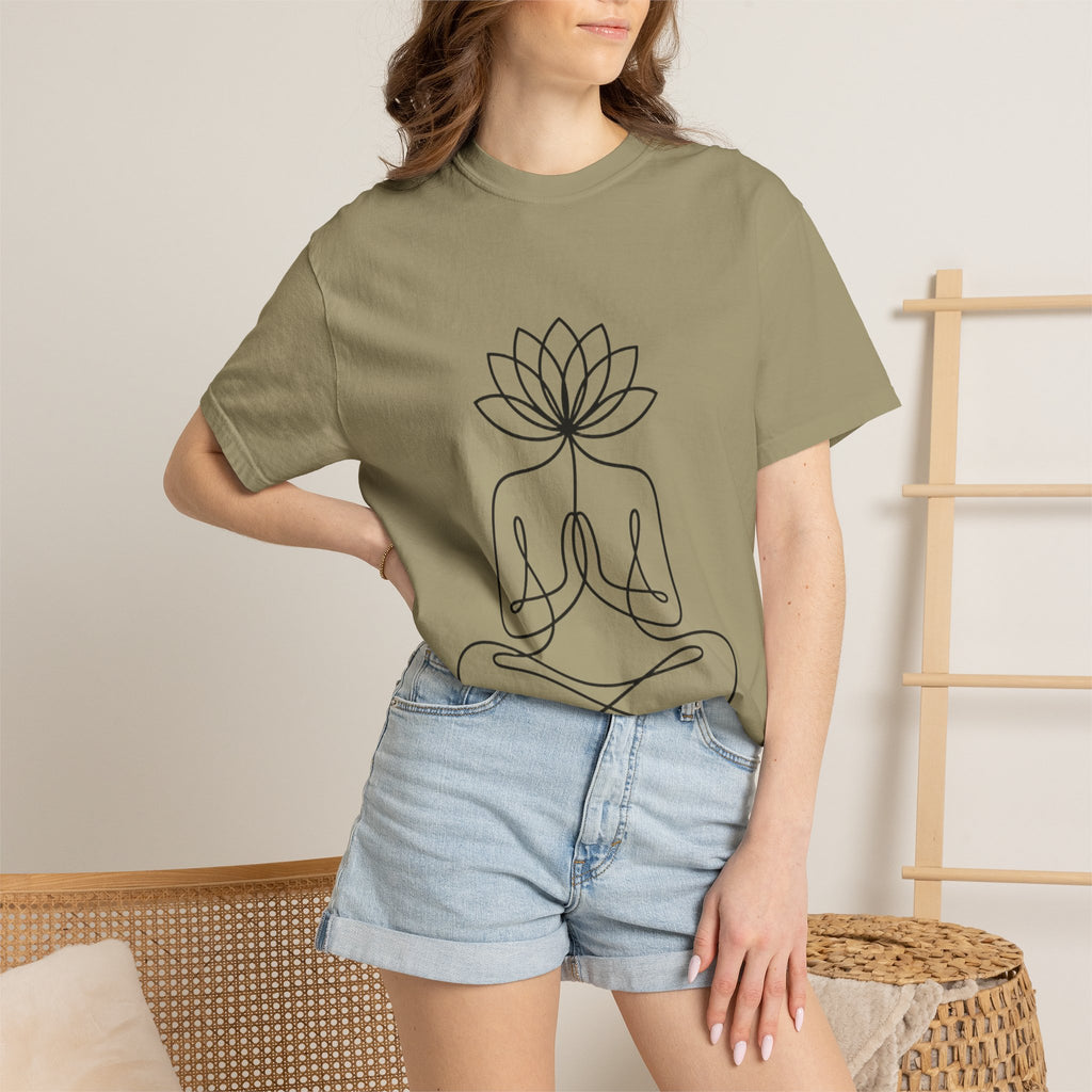 Lotus Flower Line Art Shirt, Minimalist Yoga T-Shirt, Breathe Meditation Tee, Continuous Line Lotus Tattoo Style Gift