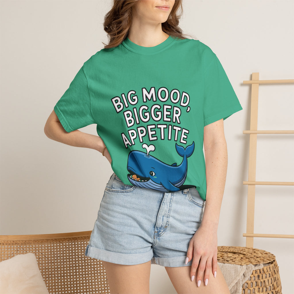 Funny Whale Shirt, Big Mood Bigger Appetite T-Shirt, Cute Snack Lover Tee, Foodie Gift for Whale Lovers