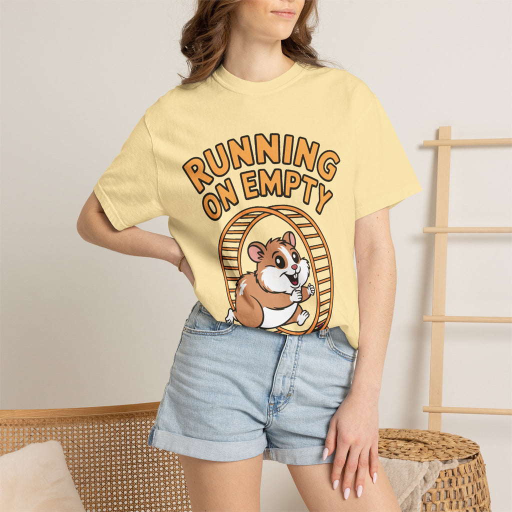 Running On Empty Hamster Shirt, Funny Tired Hamster T-Shirt, Exhausted Wheel Runner Tee, Funny Gift for Tired Friend