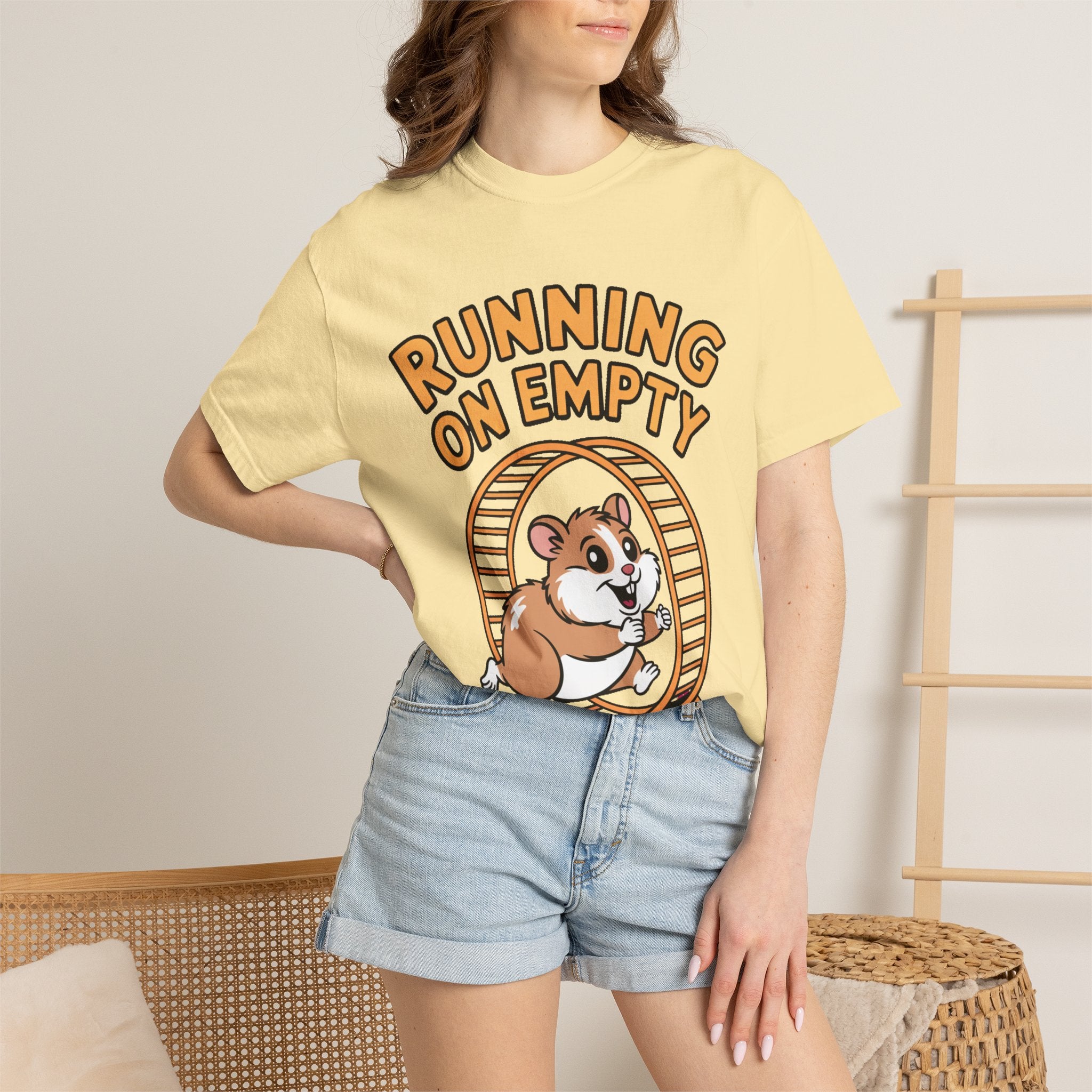 Running On Empty Hamster Shirt, Funny Tired Hamster T-Shirt, Exhausted Wheel Runner Tee, Funny Gift for Tired Friend