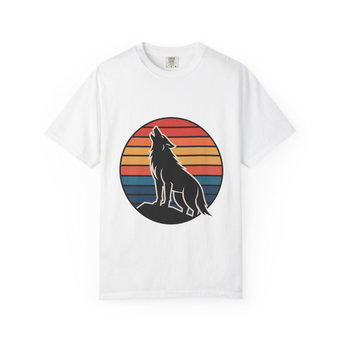 Retro Sunset Wolf Badge T-Shirt