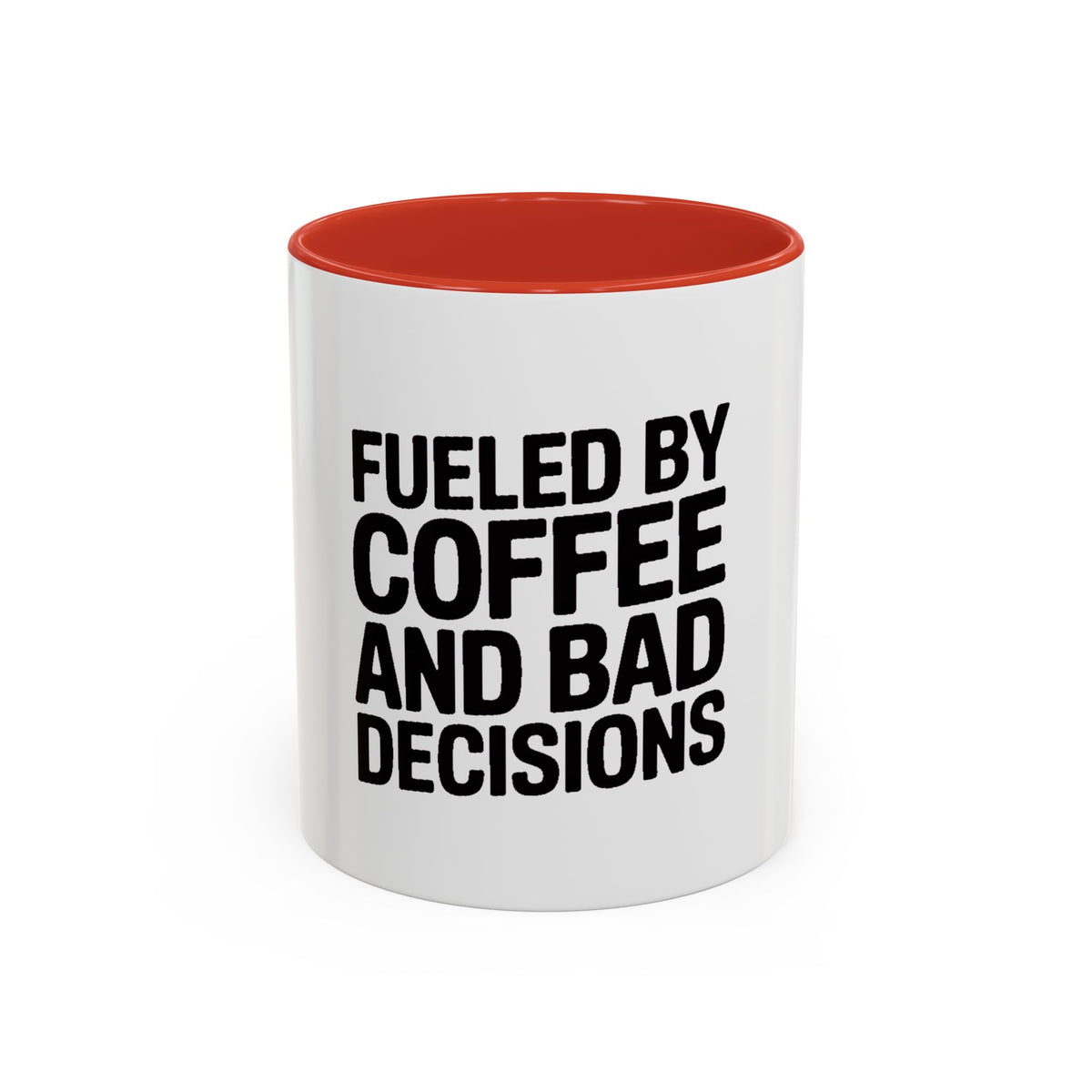 Fueled By Coffee And Bad Decisions Mug, Funny Sarcastic Coffee Cup, Bold Typography Mug, Coworker Gift, Sarcastic Coffee Lover Gift