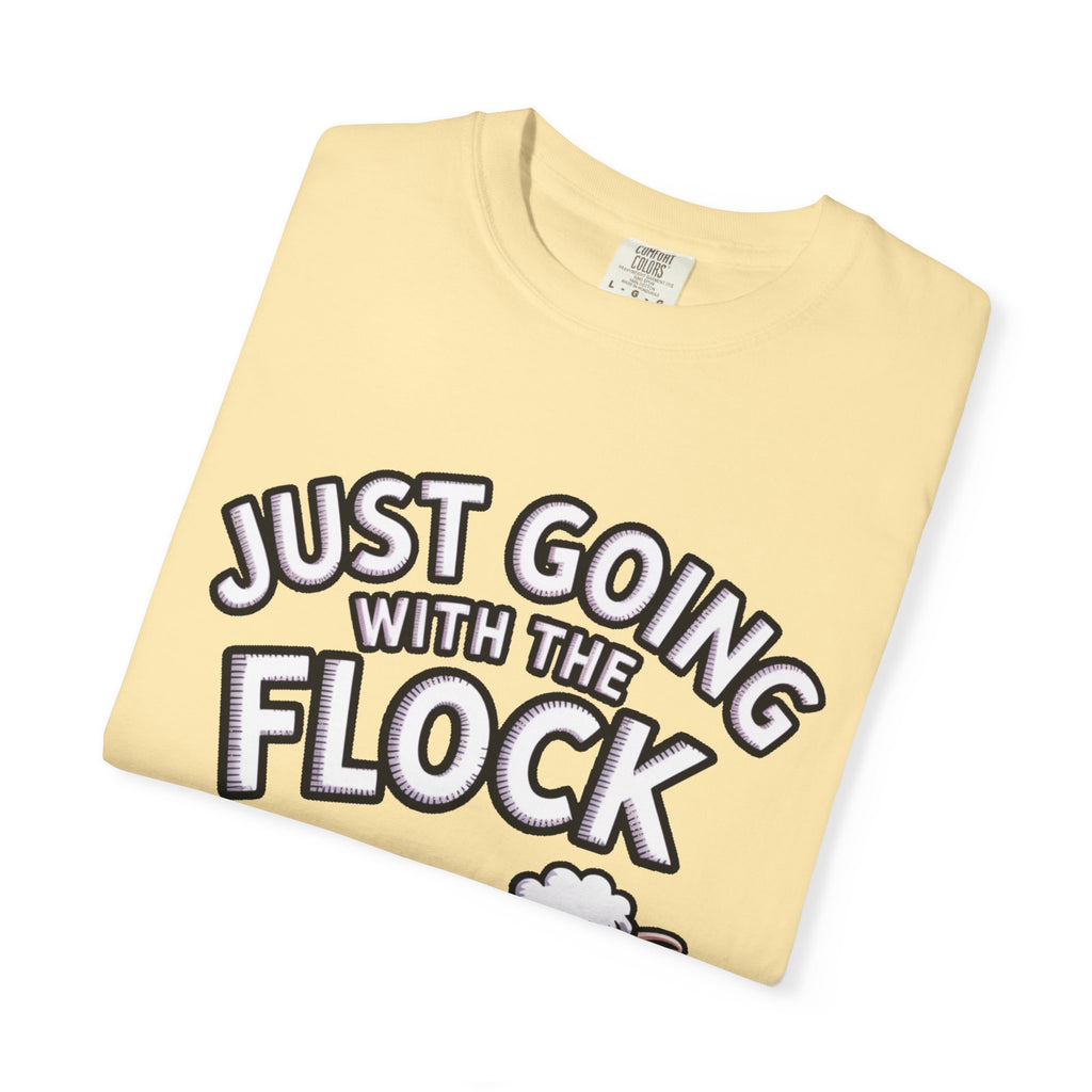 Funny Sheep T-Shirt, 'Just Going With The Flock' Shirt, Cute Cartoon Sheep Tee, Sarcastic Gift for Introverts