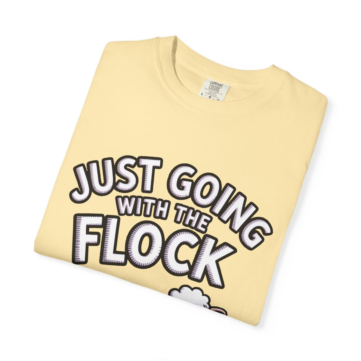 Funny Sheep T-Shirt, 'Just Going With The Flock' Shirt, Cute Cartoon Sheep Tee, Sarcastic Gift for Introverts