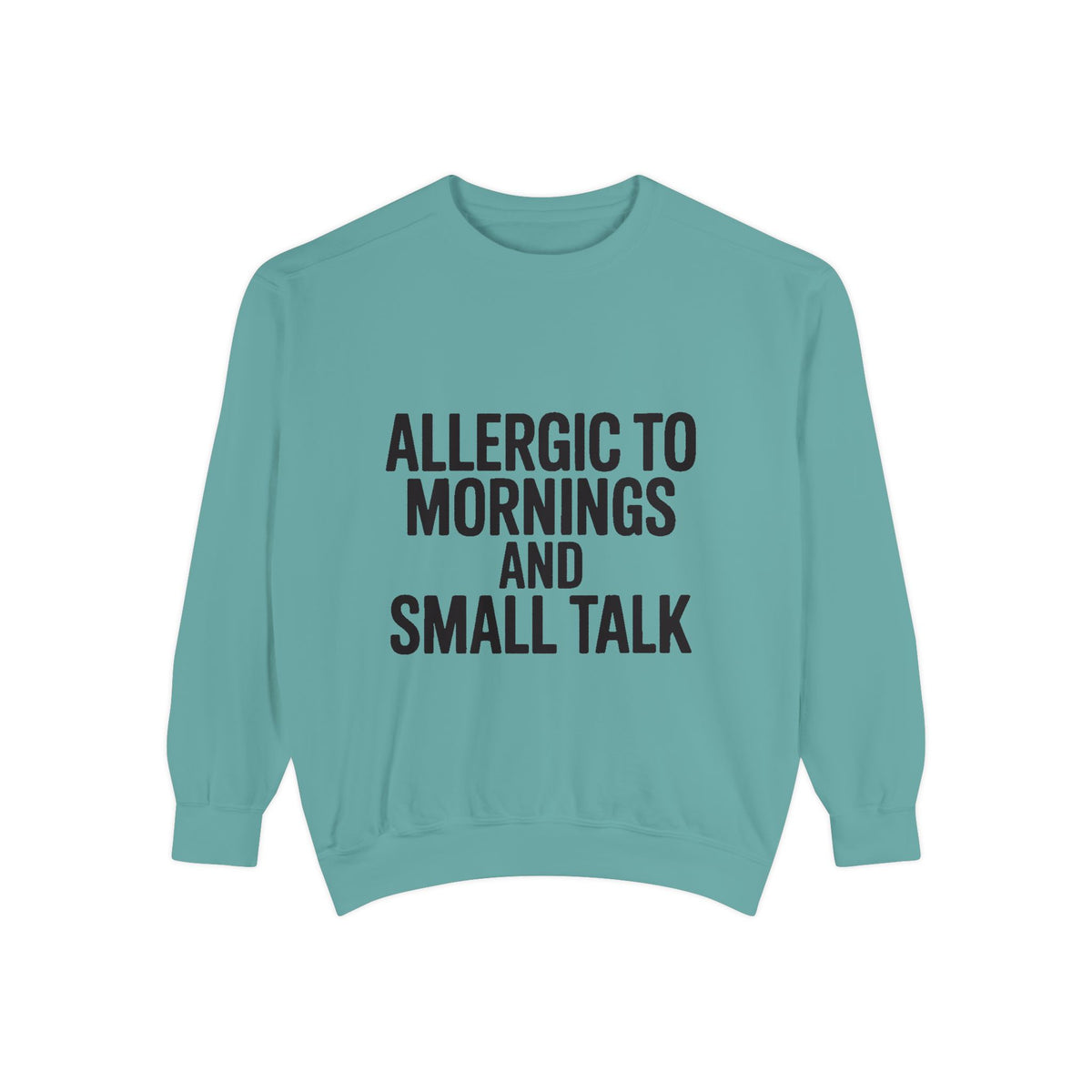 Allergic To Mornings And Small Talk Sweatshirt, Funny Embroidered Crewneck, Sarcastic Quote Sweatshirt, Introvert Gift