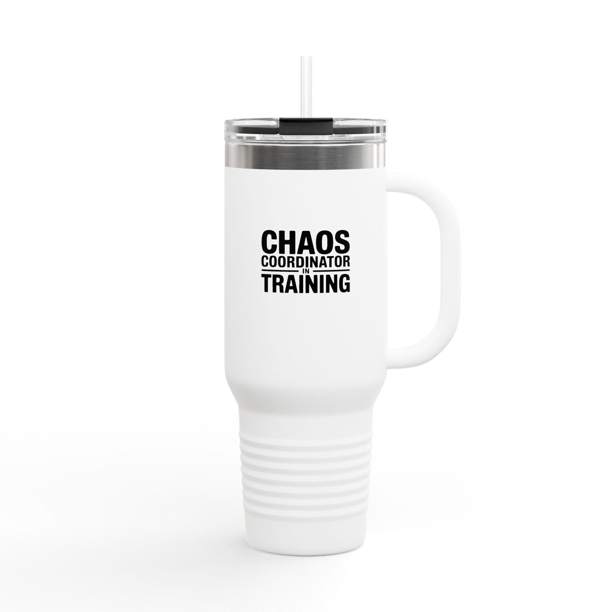 Chaos Coordinator In Training Travel Mug, Funny 40oz Tumbler, Bold Typography Quote Cup, Mom Life Gift, Teacher Coach Gift Tumbler