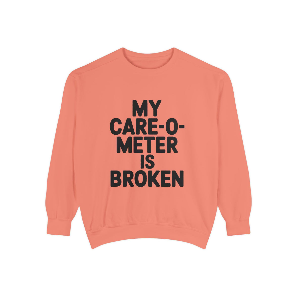 My Care-O-Meter Is Broken Sweatshirt, Funny Sarcastic Crewneck, Embroidered Patch Style Pullover, Snarky Gift for Him or Her