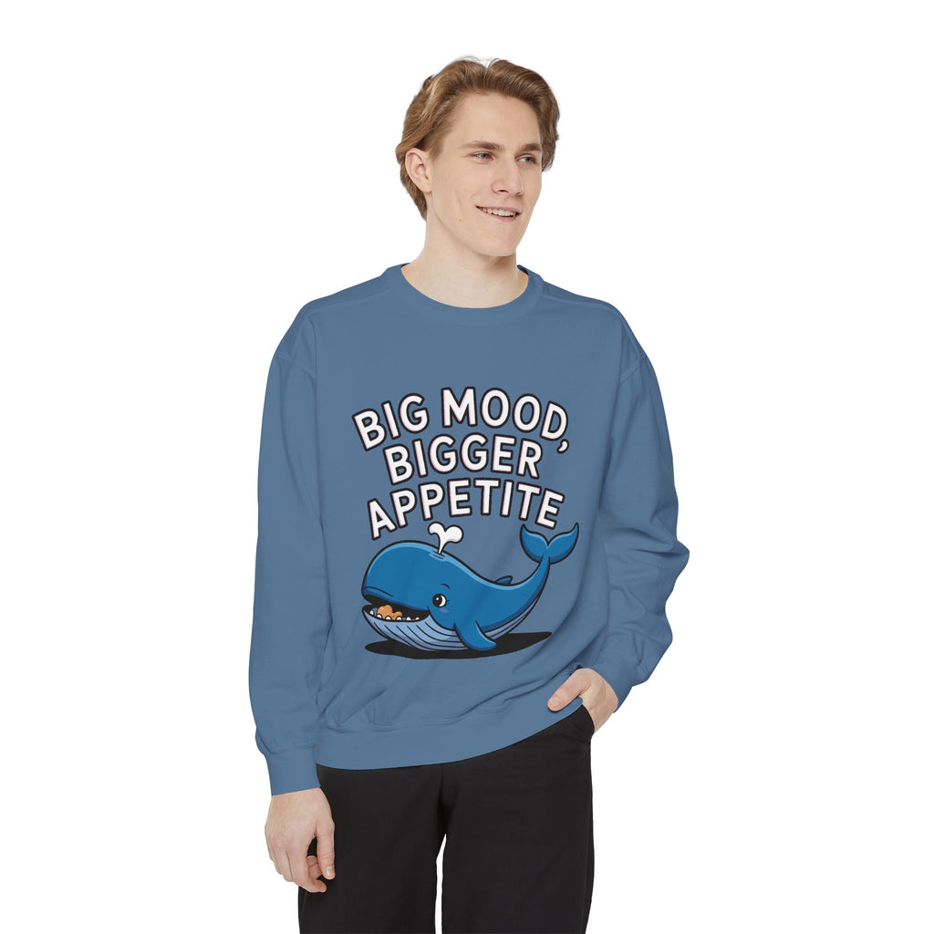Big Mood Whale Sweatshirt, Funny Whale Snack Crewneck, Cute Cartoon Whale Lover Gift, Big Appetite Sweatshirt