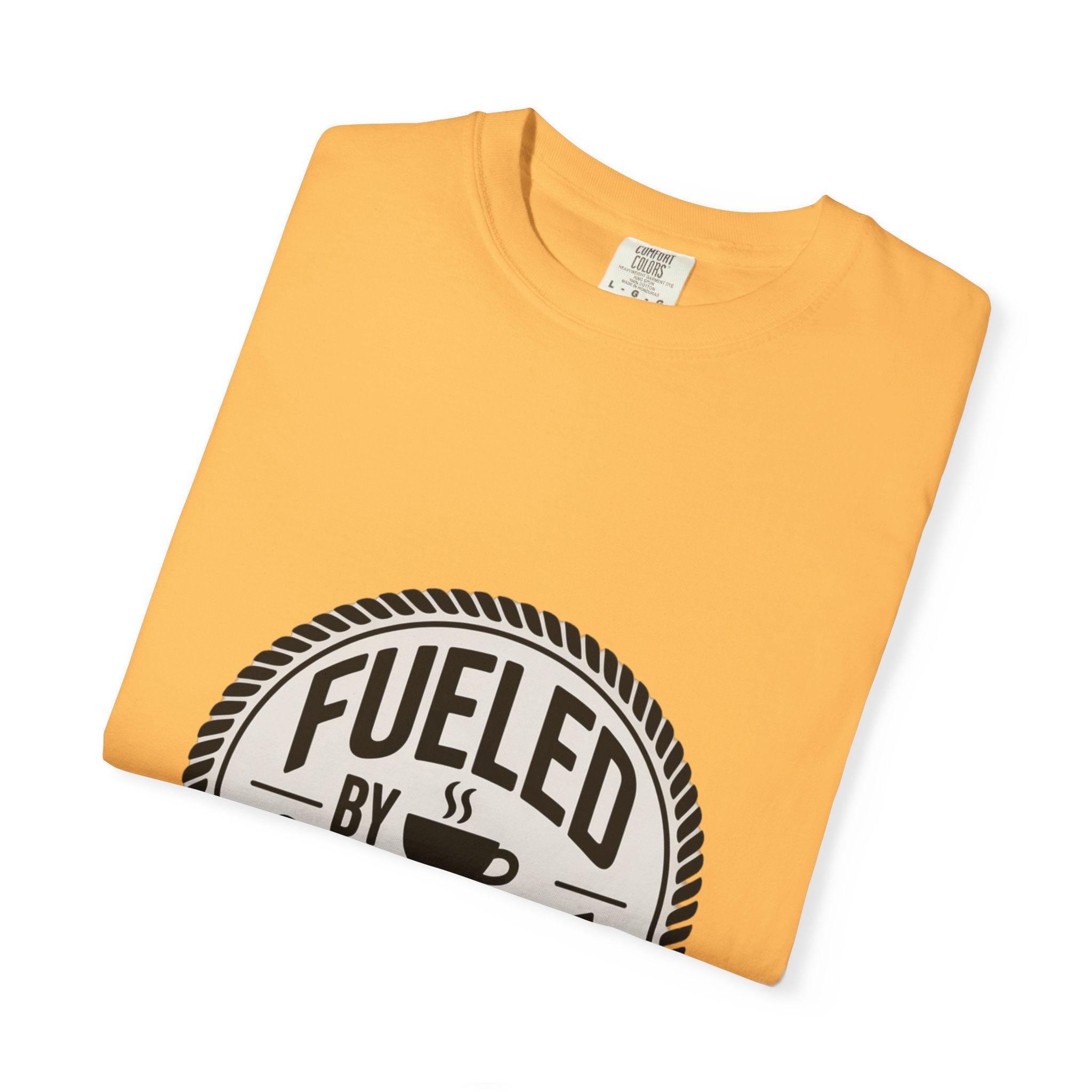 Fueled By Coffee Badge Shirt, Vintage Coffee Lover T-Shirt, Retro Coffee Stamp Logo Tee, Funny Coffee Addict Gift