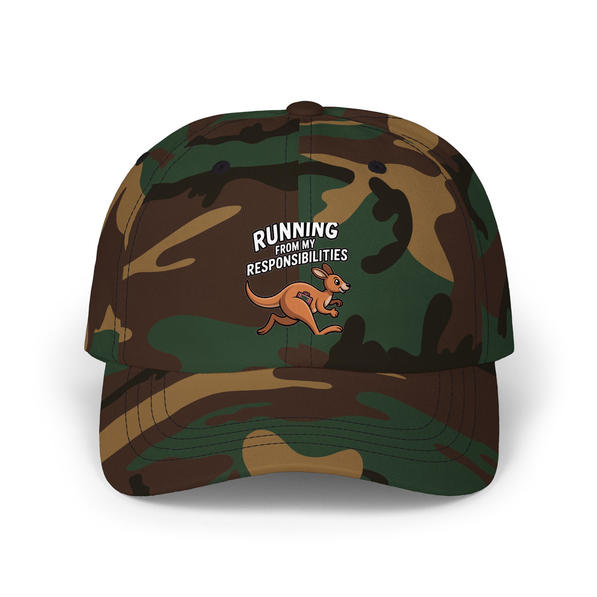 Running From My Responsibilities Dad Hat, Funny Kangaroo Cap, Cute Cartoon Animal Embroidered Hat, Funny Adulting Gift Cap